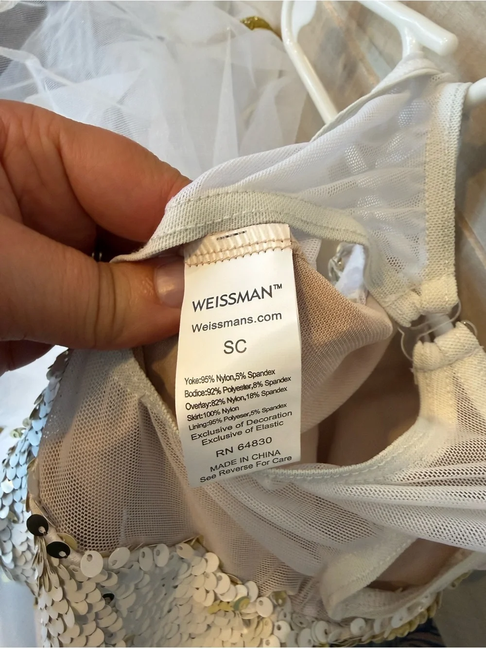NEW!  Weissman white and gold sequin ballet tutu dance recital solo costume